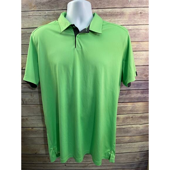 Oakley Polo Shirt Size L Green Performance Fit Textured Fabric Athletic Golf - Picture 1 of 7